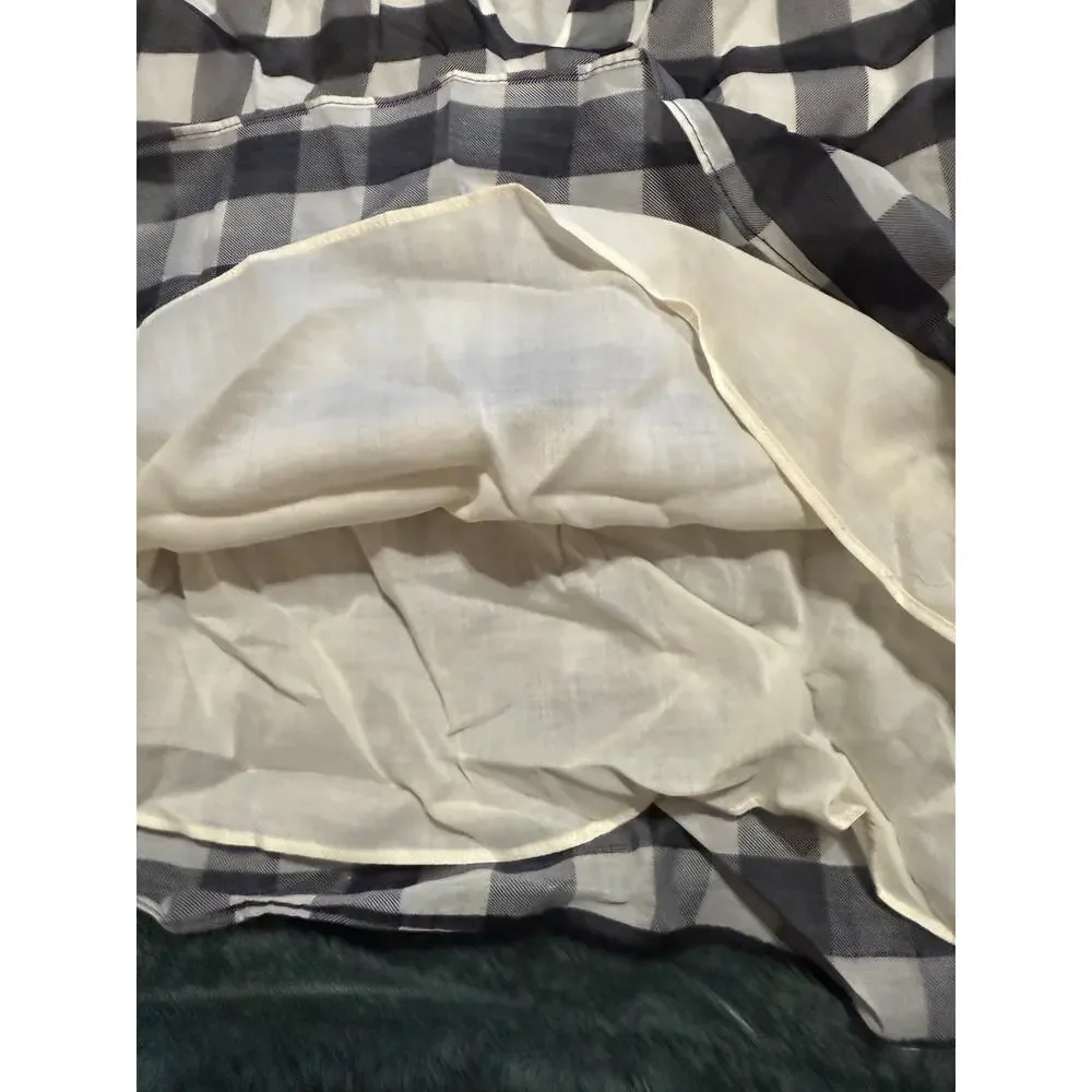 NWT Madewell Bubble-Sleeve Top True‎ Black Gingham Plaid Short Sleeve Size 2